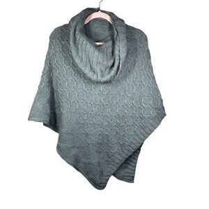 Wooden Ships Cowl Neck Grey Poncho Sweater Size‎ S/M Mohair Wool Chunky Knit